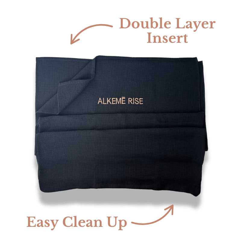 folded cotton towel insert with words double layer insert and easy clean up