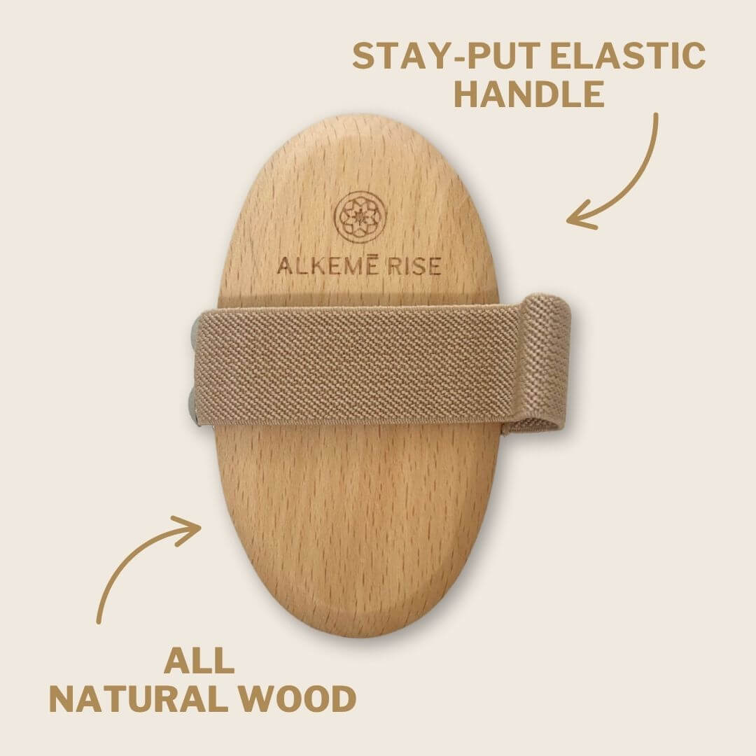 Showing natural wood and stay-put elastic handle.